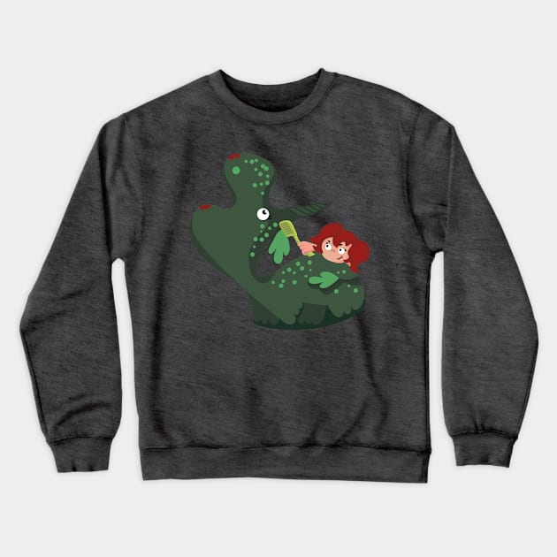 dino and girl Crewneck Sweatshirt by tetiana12.art